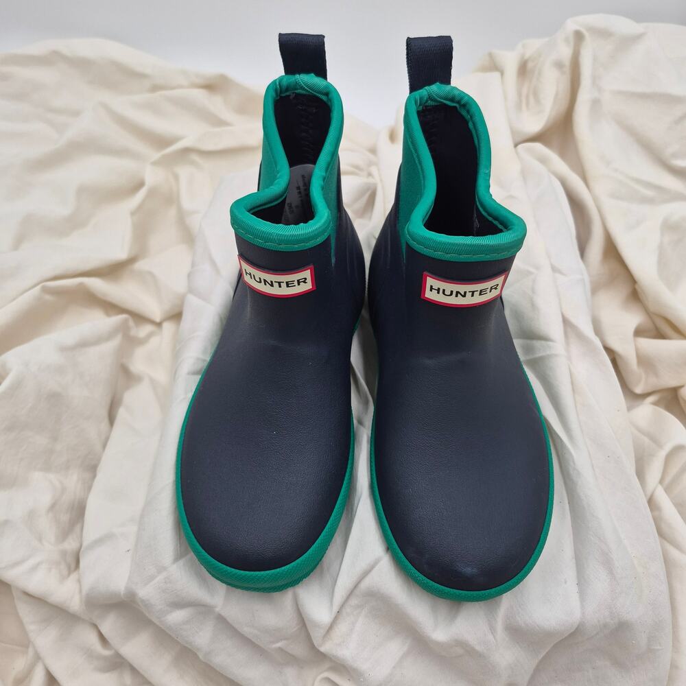 Hunter Kids Navy and Green Rain Boots - Picture 3 of 8